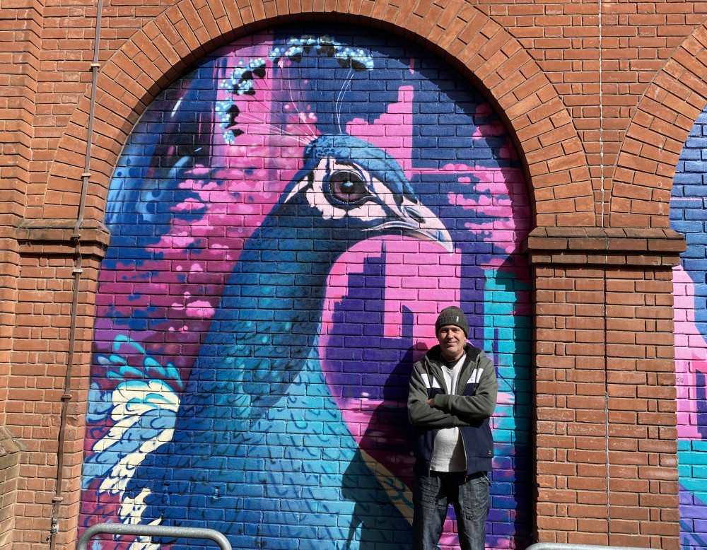 Tim Robottom in front of the mural in partnership with Leaming BID (images via Nadia Sayed) Tim Robottom in front of the mural in partnership with Leaming BID (images via Nadia Sayed)