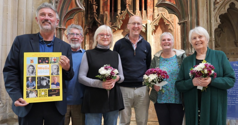 Happy faces after Saturday’s SOUP! From left to right, Neil Johnson of Wells Theatre Group, SOUP! MC Paddy O’Hagan, Lawrence Centre manager Maggie Charlesworth, the Bishop of Bath and Wells, Sue Crisfield from the Windsor Hill Wood Refuge and Angela Hall of Wells Macular Degeneration Group Happy faces after Saturday’s SOUP! From left to right, Neil Johnson of Wells Theatre Group, SOUP! MC Paddy O’Hagan, Lawrence Centre manager Maggie Charlesworth, the Bishop of Bath and Wells, Sue Crisfield from the Windsor Hill Wood Refuge and Angela Hall of Wells Macular Degeneration Group