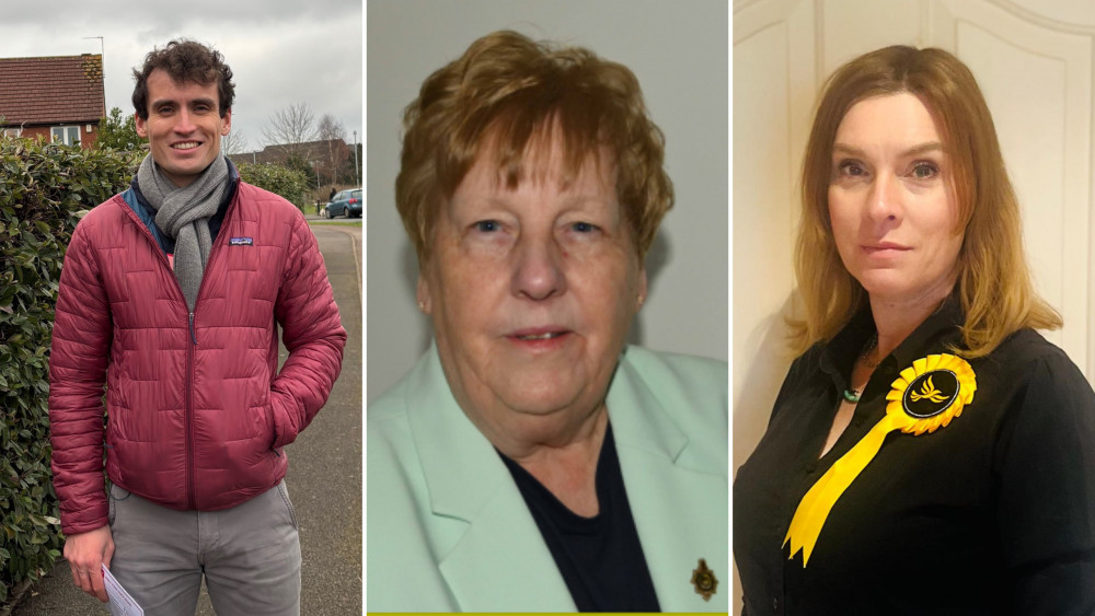 From left - Daniel Wilkinson (Labour), Judith Falp (Whitnash Residents Association) and Justine Ragany (Liberal Democrats) From left - Daniel Wilkinson (Labour), Judith Falp (Whitnash Residents Association) and Justine Ragany (Liberal Democrats)