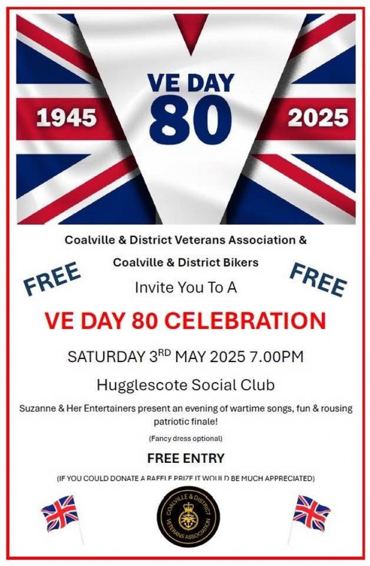 VE Day Celebrations at Hugglescote Social Club, Dennis Street, Hugglescote, near Coalville