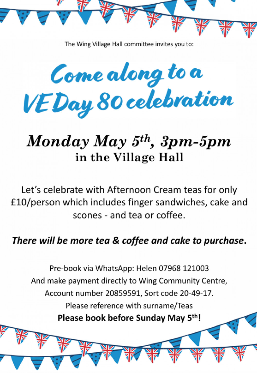 Wing Village Hall VE80 Celebration Wing Village Hall VE80 Celebration