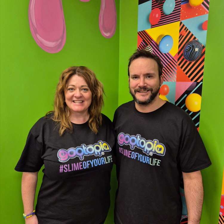 Owners of Gootopia Cheshire, Helen and Westly Wilson, who launch the North West’s first and only purpose-built slime venue on Saturday 17 May (Gootopia Cheshire).