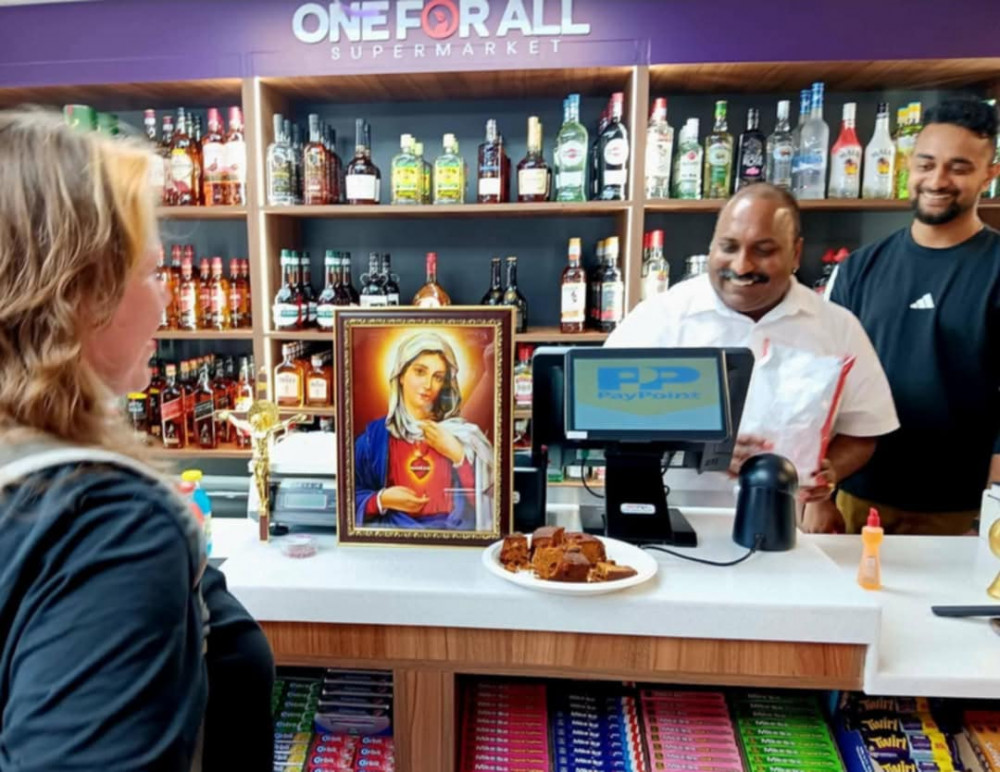 One For All Supermarket, 245-247 Edleston Road, opened its doors at 10.30am on Thursday 1 May, with joint owner of Big Mugs, Laura Donaldson, the first customer (Big Mugs). One For All Supermarket, 245-247 Edleston Road, opened its doors at 10.30am on Thursday 1 May, with joint owner of Big Mugs, Laura Donaldson, the first customer (Big Mugs).