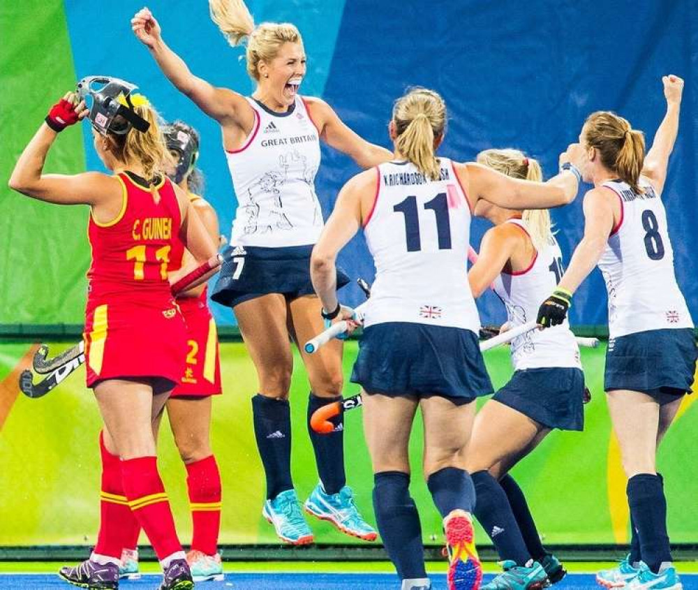 Viva Espana - goalscorer Hannah Martin leaps for joy Viva Espana - goalscorer Hannah Martin leaps for joy