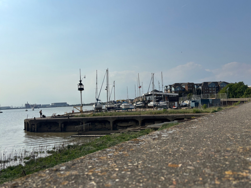 The rescue took place close to Thurrock Yacht Club on Thames Road, Grays. The rescue took place close to Thurrock Yacht Club on Thames Road, Grays.