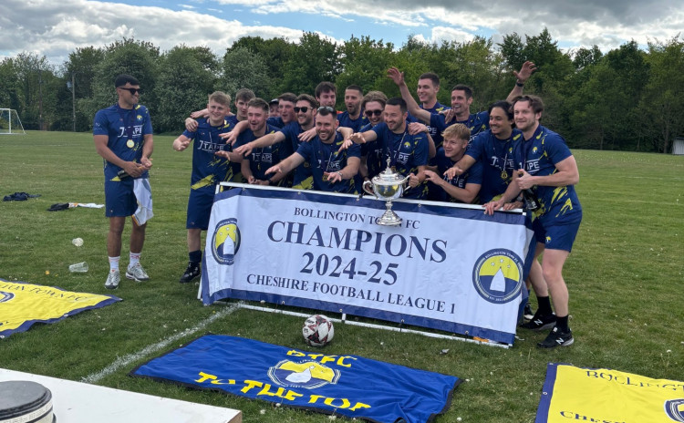 Bollington Town are the Cheshire Football League 1 champions (Credit: BTFC)