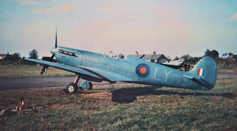 A colourised 1940s photograph of a PRU Spitfire. Image: Supplied A colourised 1940s photograph of a PRU Spitfire. Image: Supplied