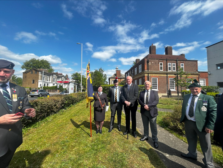 The Royal British Legion's Surbiton branch hosted a wreath laying at the memorial on Ewell Road as part of its VE Day celebrations (Credit: Tilly O'Brien)