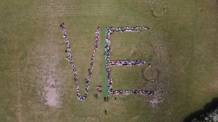 The aerial shot on Woodside's field.