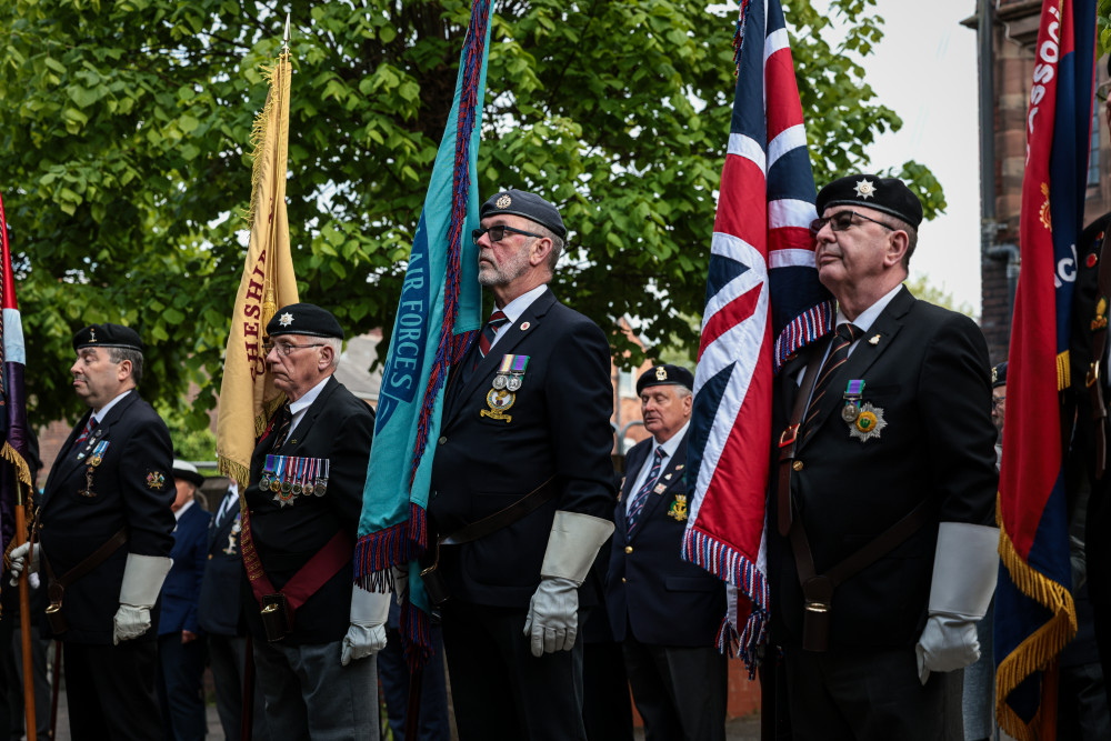 Stockport commemorated VE Day in a special ceremony outside St George's Church in Heaviley on Thursday 8 May (Image - Kenny Brown) Stockport commemorated VE Day in a special ceremony outside St George's Church in Heaviley on Thursday 8 May (Image - Kenny Brown)