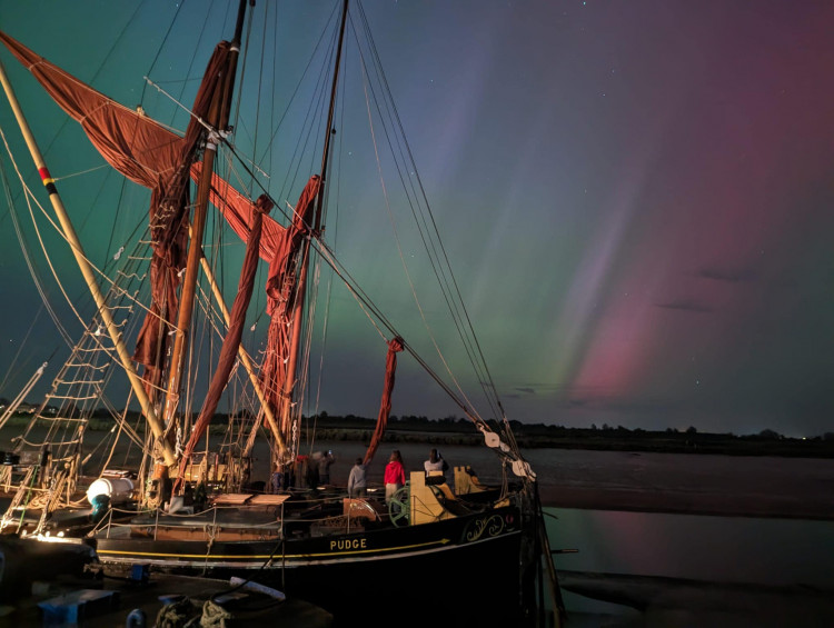 'Pudge' during the Aurora Borealis. (Credit: Thames Sailing Barge Trust)