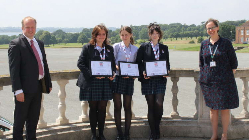 RHS students Tallulah Ironmonger, Sapphire Beard-Griffith, Mia Scowen - Suffolk Hope award winners