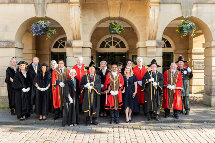 Cllr Louis Agabani is sworn in as the 651st Mayor of Wells during a ceremony at Wells Town Hall on 10 May 2025.