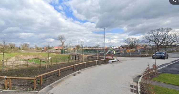Anwyl Homes says it is investigating how sewage spewed onto land at Alexandra Gardens in Crewe, close to a children’s play area (Supplied).