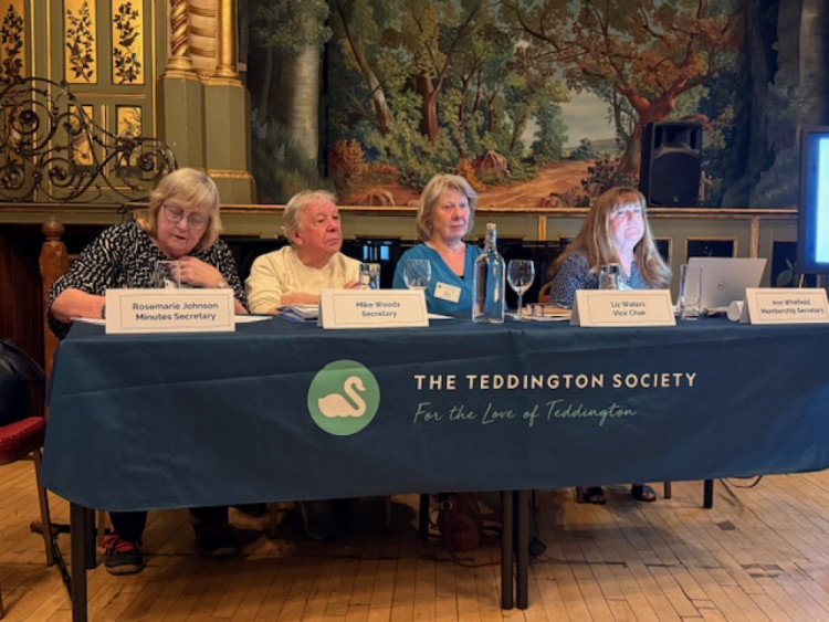 The Teddington Society's Rosemarie Johnson, Minutes Secretary, Mike Woods, Secretary, Liz Waters, Vice Chair and Ann Whitfield, Membership Secretary at the society's recent AGM (Credit: Kitt Garrett)