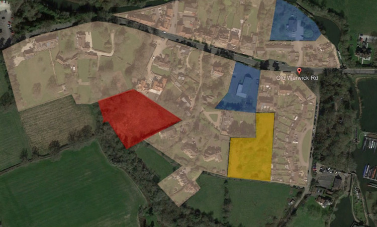 The homes were planned for a piece of scrubland (in red) in Kingswood (image via planning application)