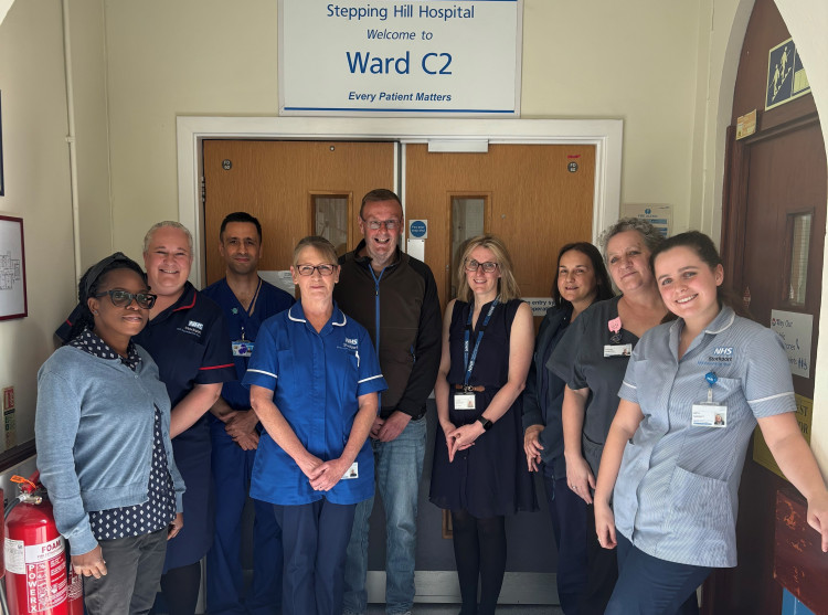 Stepping Hill Hospital is leading a groundbreaking new research trial which could help alleviate Crohn's disease. Patient volunteer Andrew Leadbetter is pictured in the middle (Image - Stockport NHS Foundation Trust)