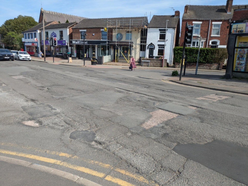 The surface of Lawton Road opposite Asda in Alsager has been described as "appalling" and "unsafe". (Photo: Nub News) The surface of Lawton Road opposite Asda in Alsager has been described as "appalling" and "unsafe". (Photo: Nub News)