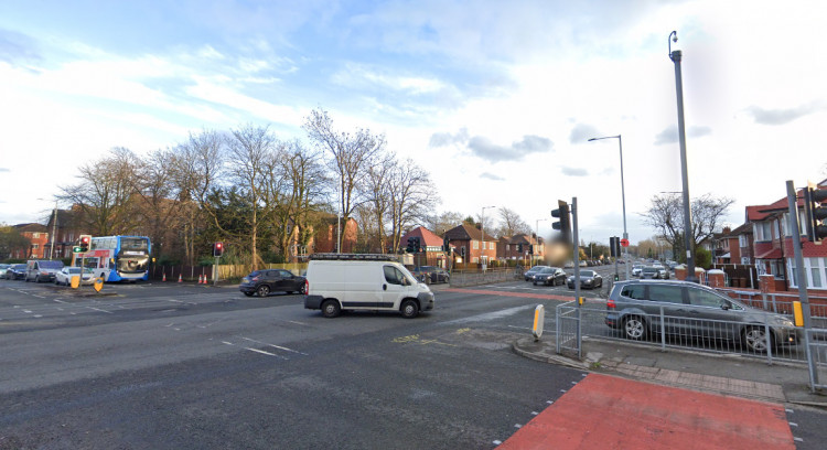 Police are appealing for information following reports of an attempted robbery at the junction of Kingsway and Gatley Road on 25 April (Image - Google Maps; note this image is from 2021 and does not depict the alleged offenders)