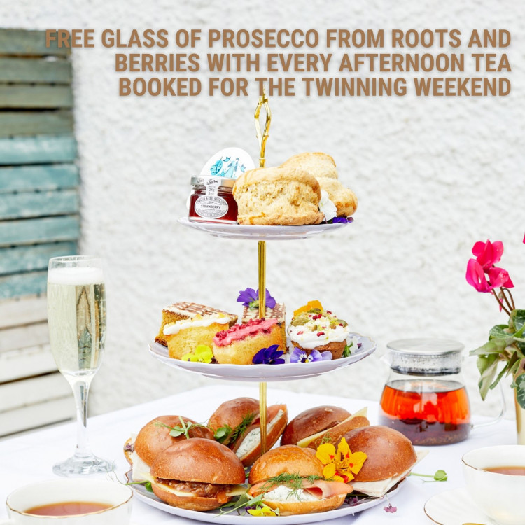 Free glass of prosecco with every afternoon tea at Strawberry Hill House. Celebrating the Twinning weekend with Fontainbleau and Konstanz Free glass of prosecco with every afternoon tea at Strawberry Hill House. Celebrating the Twinning weekend with Fontainbleau and Konstanz