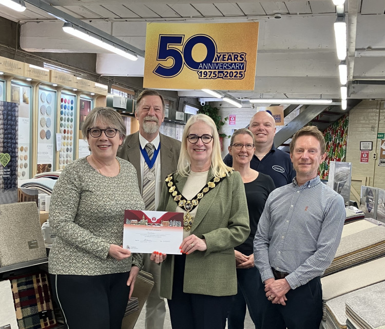 Jantex team with Mayor and Consort. Left to right: Janet McDonough, Mike Wesley, Cllr Wesley, Claire Taylor, Lee McGough, Dave Mould (Credit: CTC)