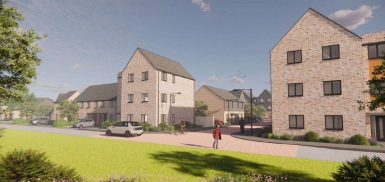 Artist's impression of 106 homes on Wells Rugby Club site on Charter Way in Wells. CREDIT: Boon Brown Architects 