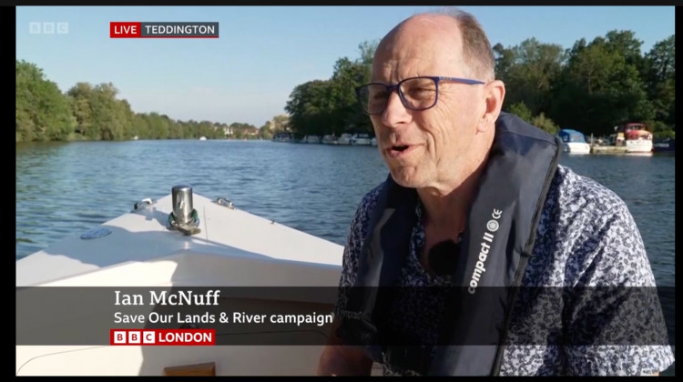 Save our Lands and River's founding member Ian McNuff appeared on BBC News London live from Teddington earlier this month (credit: BBC News London).