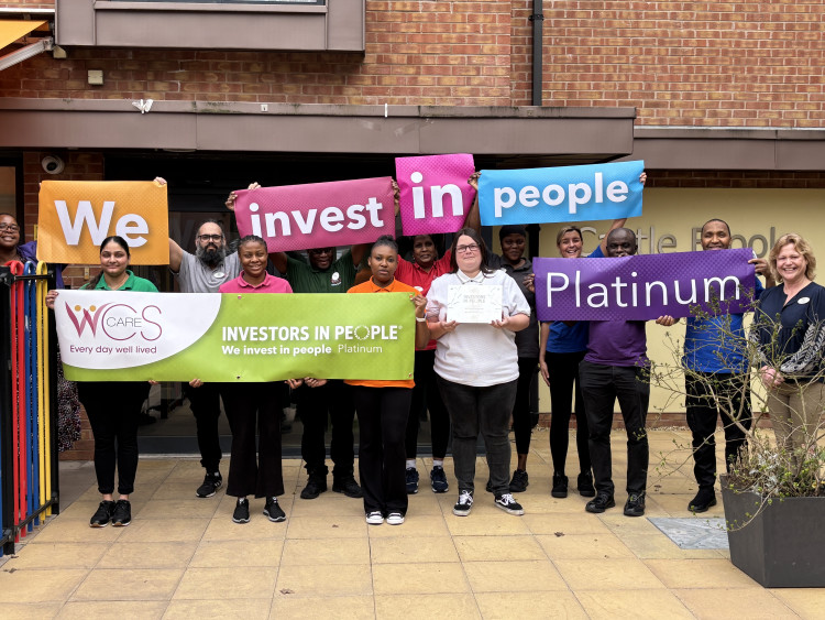 WCS Care Castle Brook team in Kenilworth celebrating (images supplied)