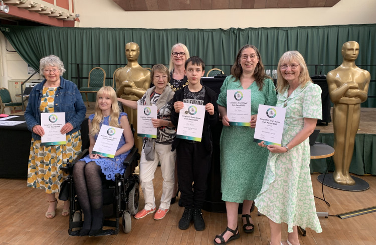 Award winners Ruth Benson, Dr Deborah Lawson, Lesley Turner, Cllr Kay Wesley, Jack Mead, Rebecca Franklin, Patti Pinto (Credit: CTC)