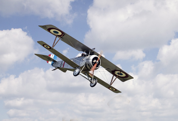 The majestic Nieuport Scout takes to the Stow Maries skies. (Credit: Dave Davies of SMGWA)