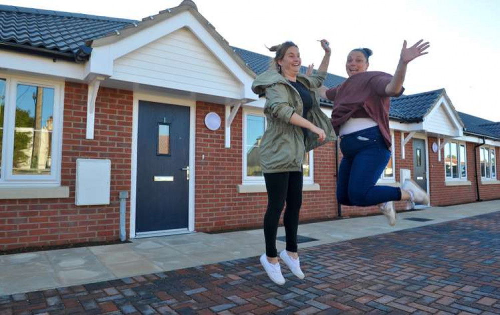 Jumping for joy: New residents of Shotley allocation Zoe Harris and Krystle Cini (Picture credit: Lucy Taylor)