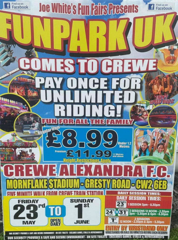 Funpark UK returns to Crewe Alexandra Car Park from Friday 24 May until Sunday 2 June.