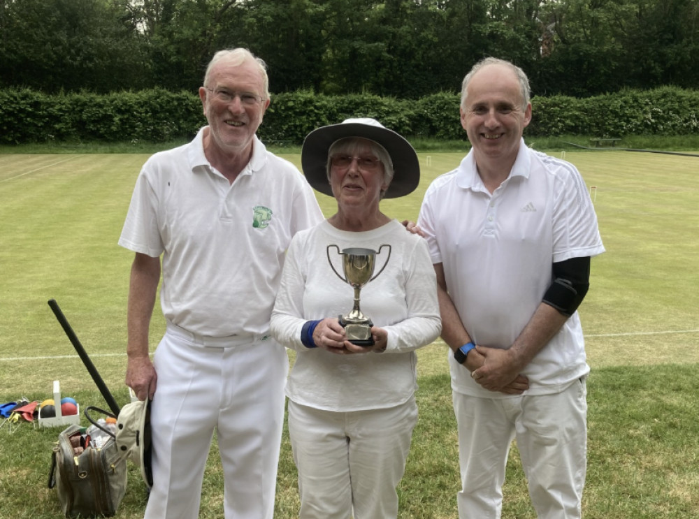 Ian Robertson, Pauline Harvey & Nick Hegan from the B team (images via Kenilworth Croquet Club) Ian Robertson, Pauline Harvey & Nick Hegan from the B team (images via Kenilworth Croquet Club)