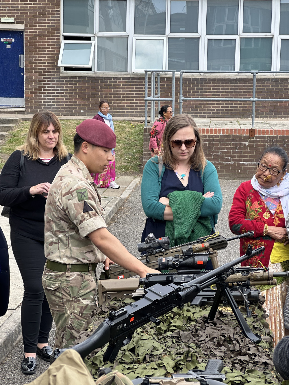 Jen Craft MP is shown the array of weapons used in combat