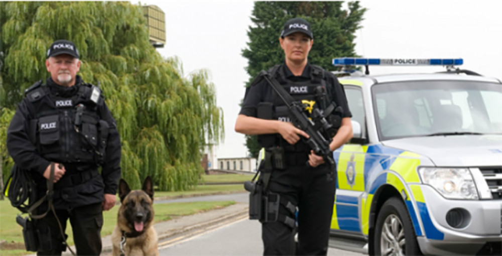 Essex Police armed officers were deployed in Grays this evening.