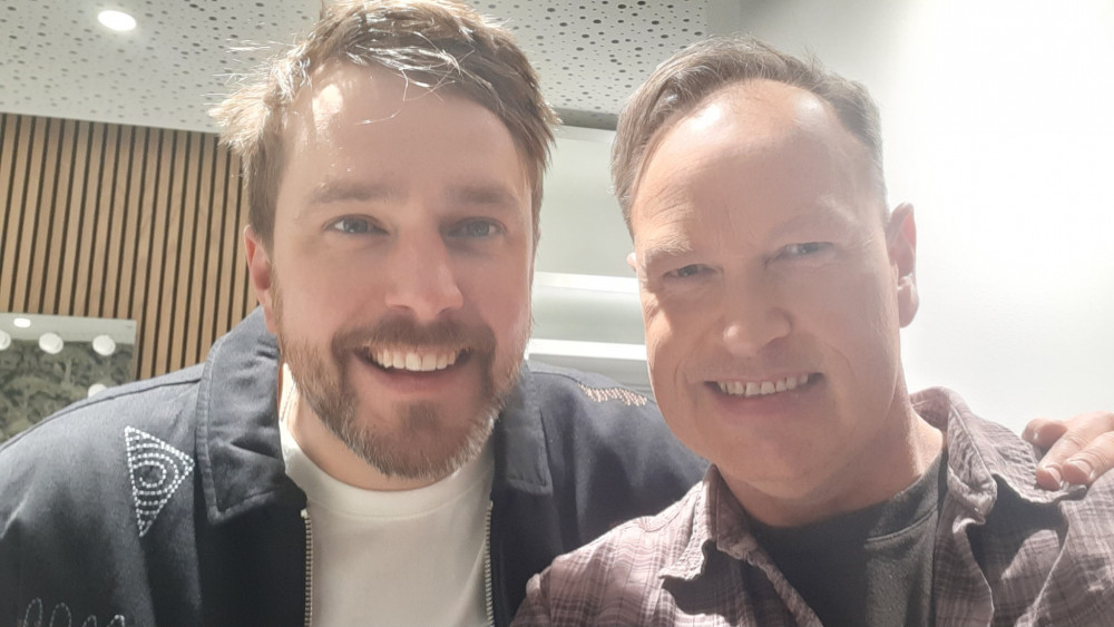 Iain Stirling and Andy Bailey, the man behind Bins of Congleton (Credit: Andy Bailey) Iain Stirling and Andy Bailey, the man behind Bins of Congleton (Credit: Andy Bailey)