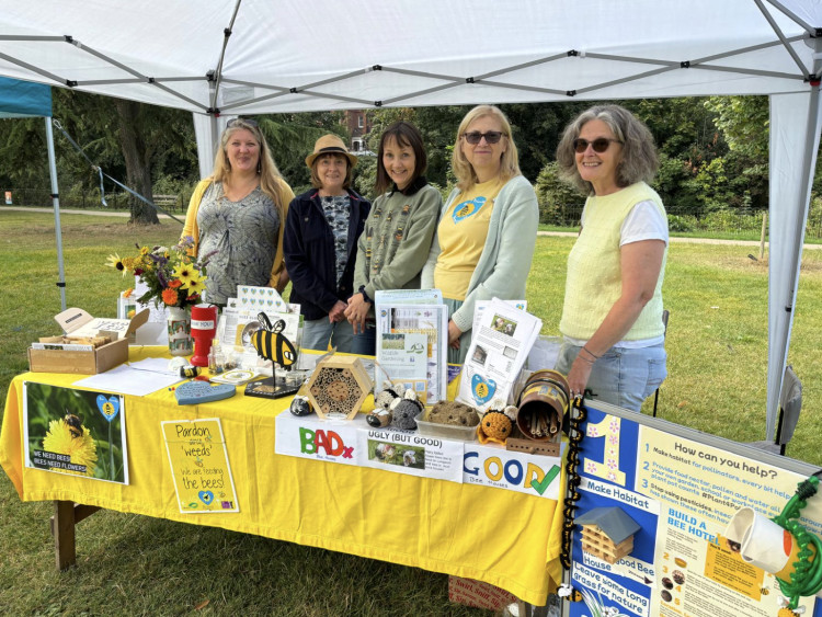 Bee Friendly chairs of Leamington, Cubbington, Kenilworth and Warwick Sam Black, Julie Burton, Jo Harper, Fern Arnold and Sara Lever at EcoFest 2024 (images supplied)