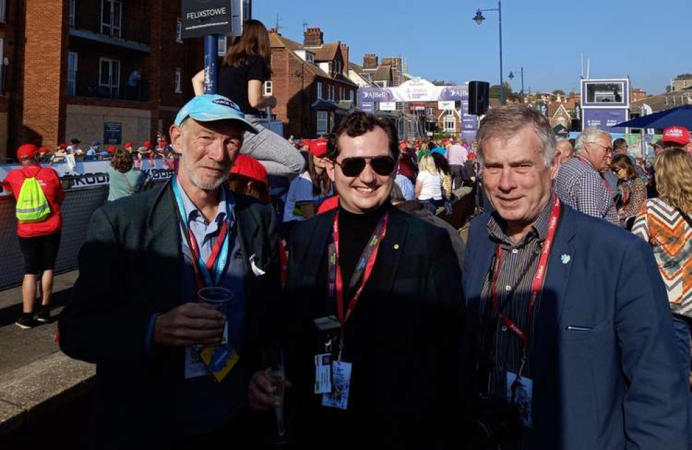 Alastair, with fellow cabinet members Harry Richardson and Derek davis at Women's Tour finish