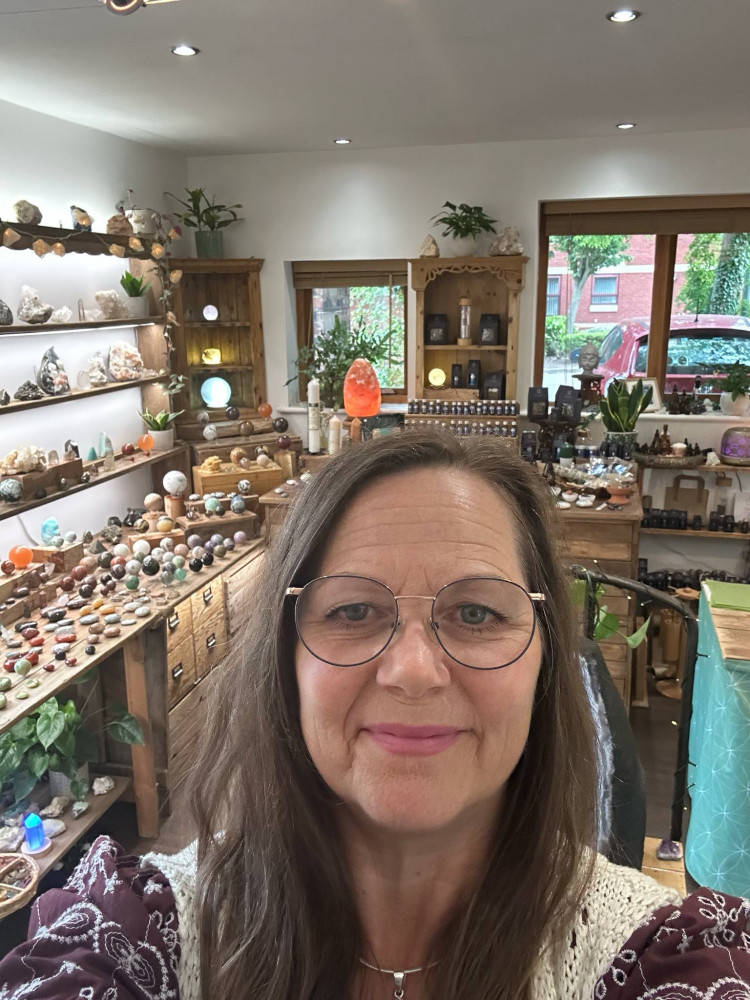 Beverly Raftery celebrates her second birthday of her Pure Crystals business based in the garden room at Two doors Studio. (Photo: Nub News) 