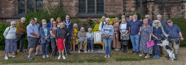 A memorial bench in memory of a former chair of Alsager Town Council and the first recipient of the 'Freeman of Alsager', Ron Tyson, has been unveiled at St Mary's Church in Alsager. (Photo: Alsager Town Council)  