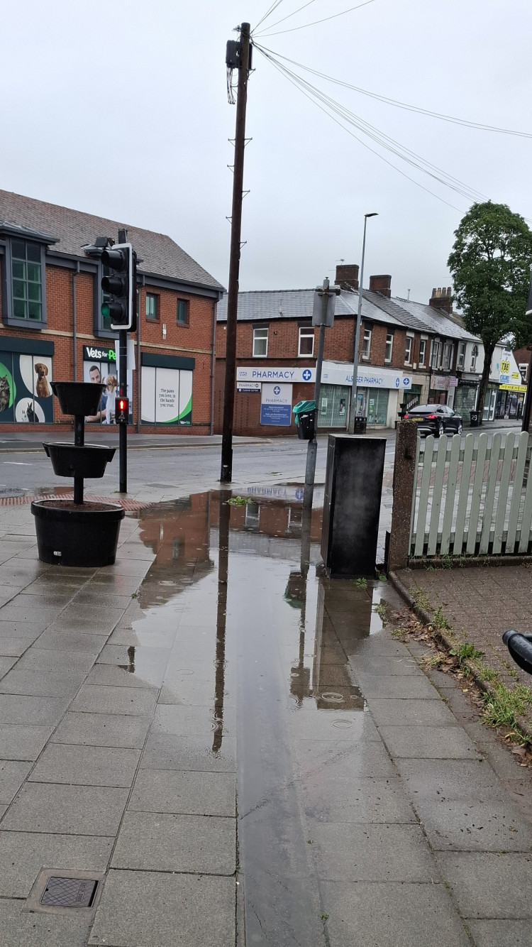 Pools of water outside the Post Office in Lawton Road. (Photo: Supplied)