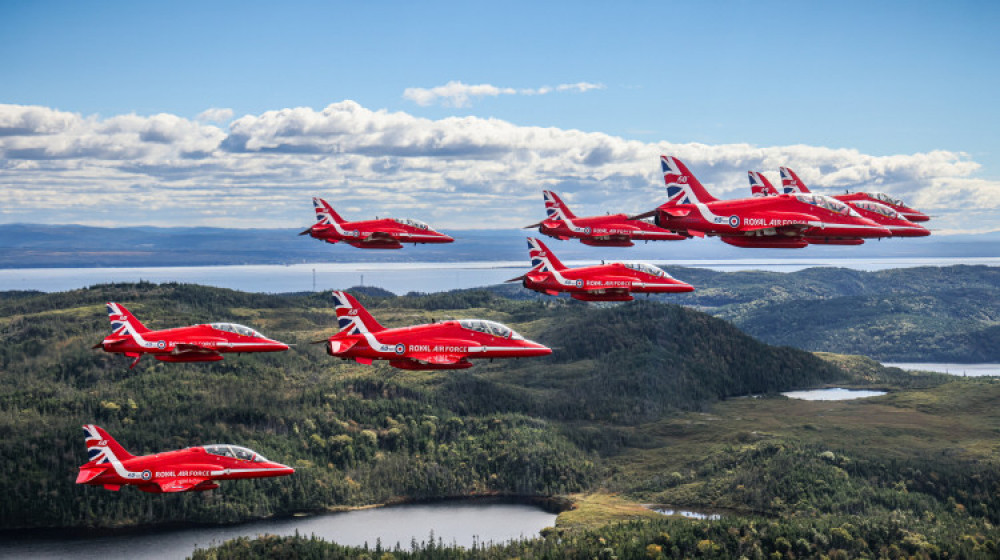 The Red Arrows will perform three displays at the Midlands Air Festival this weekend (image via SWNS) The Red Arrows will perform three displays at the Midlands Air Festival this weekend (image via SWNS)