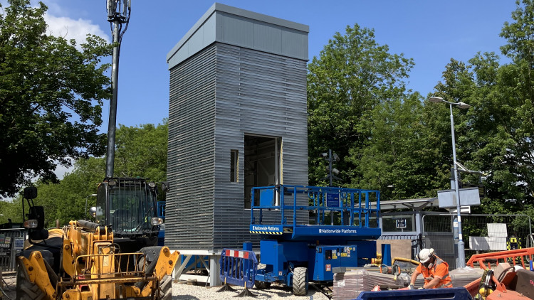 Works on the lift shaft at Warwick Railway Station (image via Network Rail)