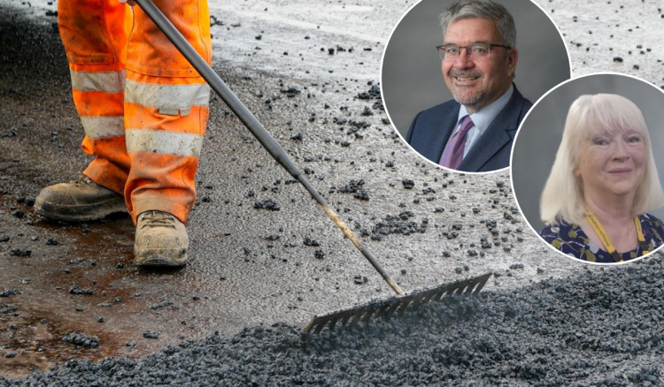 Councillors Nick Mannion and Liz Braithwaite have welcomed news of investment in Cheshire East roads (Credit: CEC)