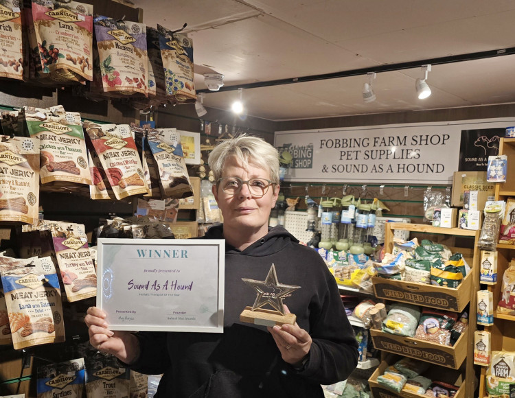 Emma with her award at Fobbing Farm Shop where her business is based. 