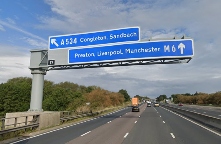 Police are investigating a fatal crash on the M6 between J16 and J17 (Credit: Google Maps)