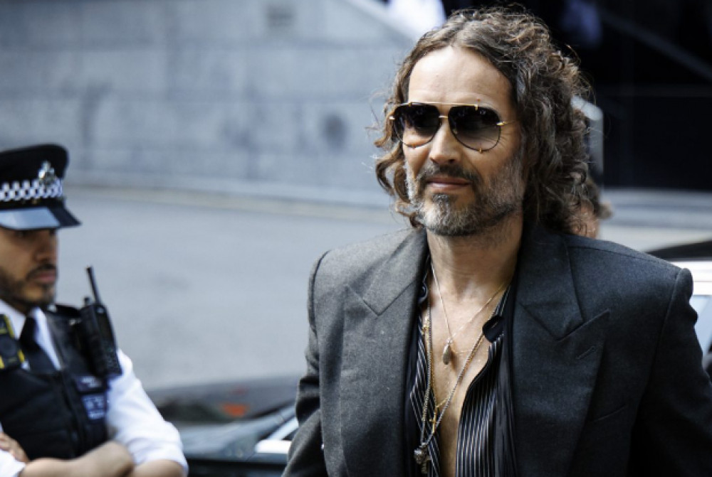Russell Brand arrives at court - Picture from BBC footage Russell Brand arrives at court - Picture from BBC footage