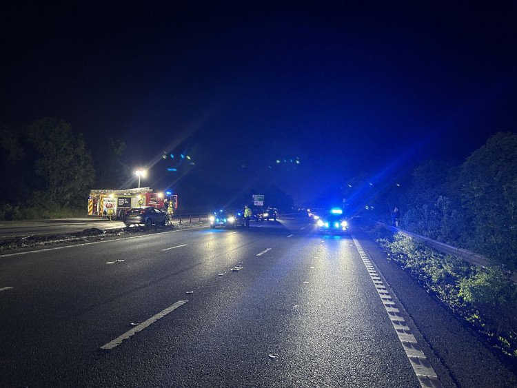 Emergency services at the scene on the A46 (image via Warwickshire OPU)