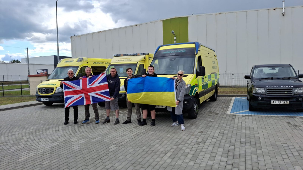 Volunteers dropping off the vehicles in Leżajsk, moments before handover to Ukrainian drivers (images supplied)