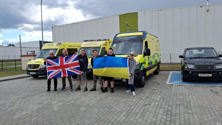 Volunteers dropping off the vehicles in Leżajsk, moments before handover to Ukrainian drivers (images supplied)